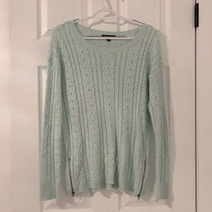 American Eagle light teal sweater with zipper details size L
